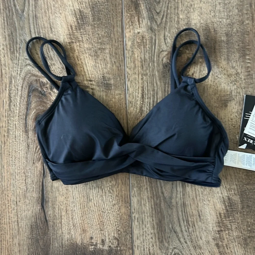 Lauren Ralph Lauren Swim Suit Bikini Top Twist Front Black Size 4